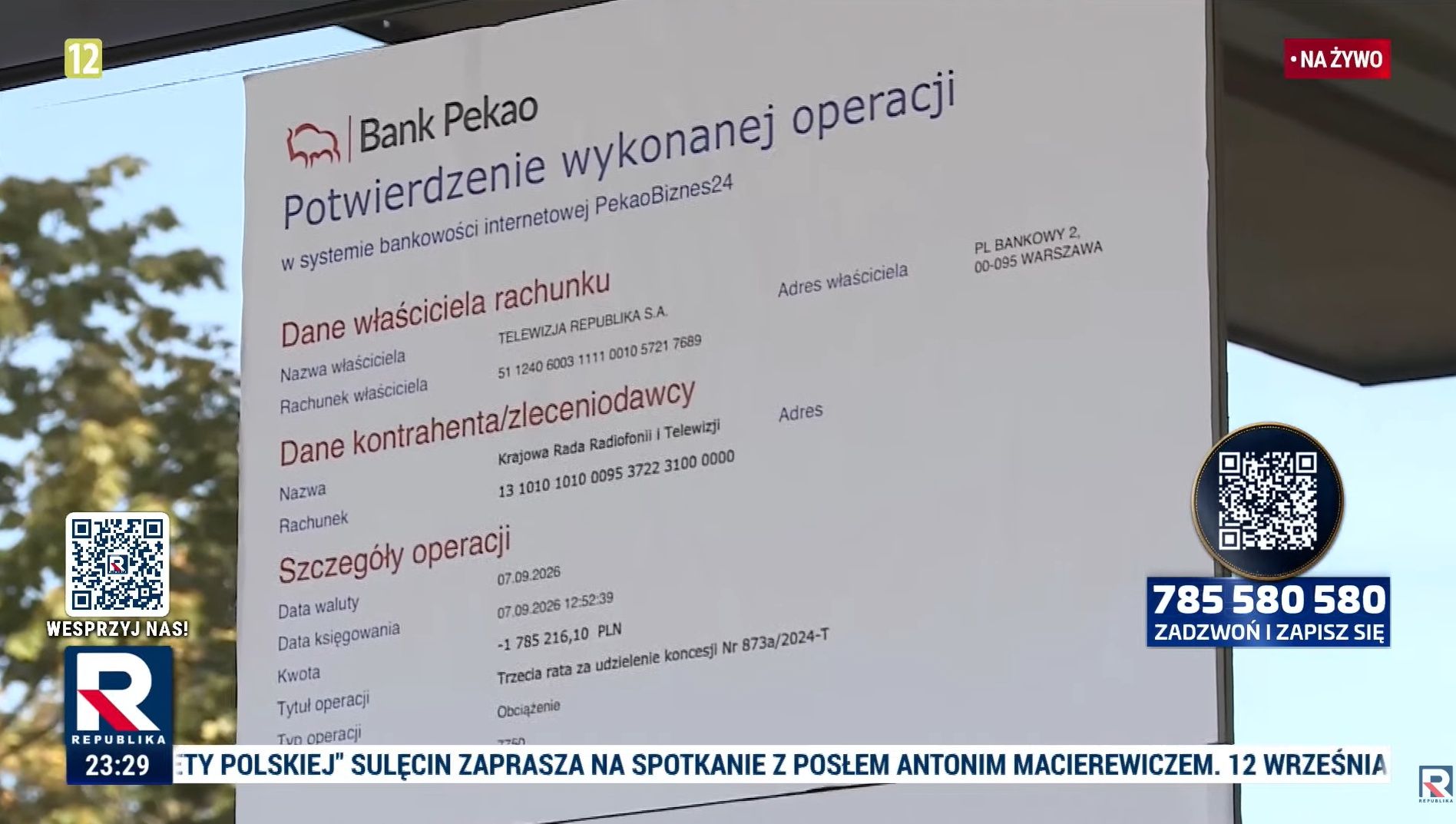 Kopia przelewu z TV Republika