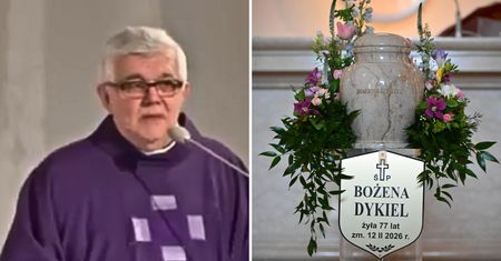 Nie wytrzymał. Ksiądz upomniał uczestnika pogrzebu Bożeny Dykiel [WIDEO]