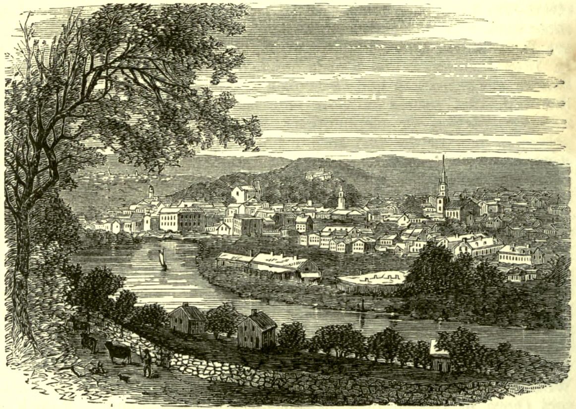 Norwich w Connecticut na XIX-wiecznej rycinie 