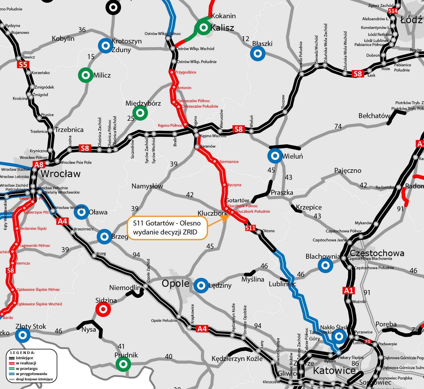 Mapa inwestycji drogowej