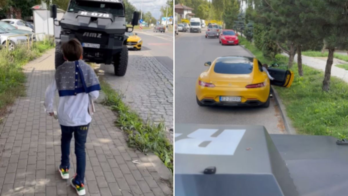 Krzysztof Rutkowski pokazał, jak jego syn przyjechał na rozpoczęcie roku