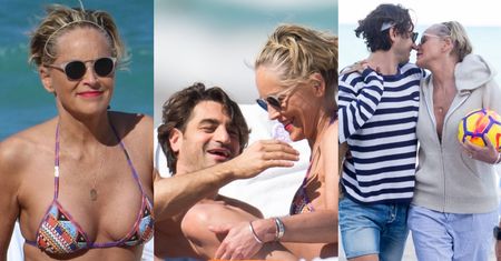 60-letnia Sharon Stone w czułych objęciach młodszego chłopaka plażuje w Miami (ZDJĘCIA)
