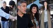 Ciężarna Amal Clooney z mężem na lotnisku (ZDJĘCIA)