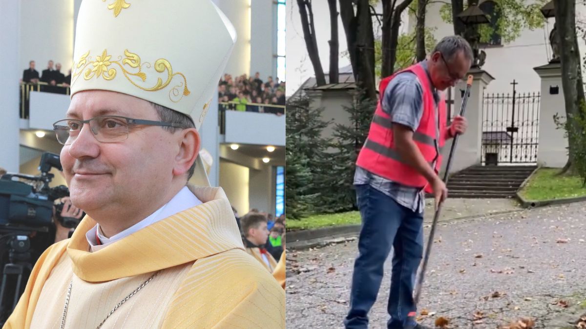 Ksiądz Damian Muskus "zrzucił" biskupie szaty i chwycił za miotłę