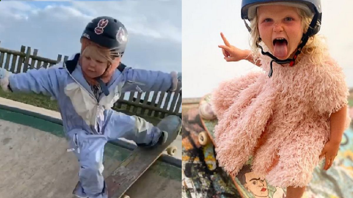 4-latka świetnie sobie radzi z deską 