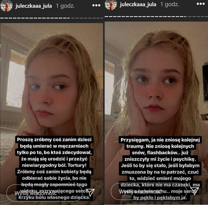 Julia Wróblewska zabrała głos w sprawie aborcji embriopatologicznej.