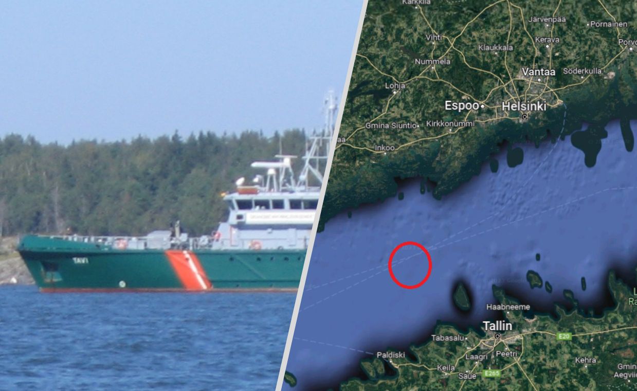 Near the potential gas pipeline leak site, there are units of the Finnish coast guard.
