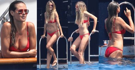 44-letnia Heidi Klum w czerwonym bikini na jachcie z 31-letnim chłopakiem (ZDJĘCIA)