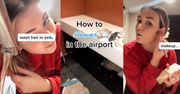 Utknęła na lotnisku na 9 godzin. Pokazała, jak bierze "prysznic"