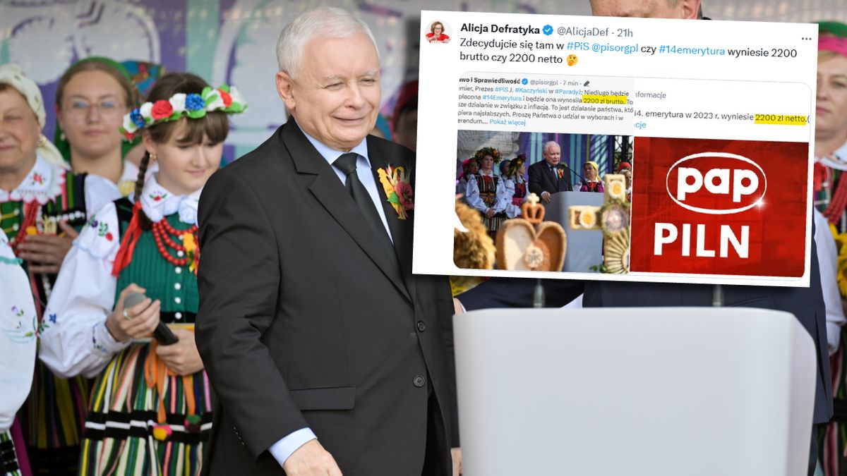 Prezes PiS Jarosław Kaczyński o wysokości 14. emerytury poinformował na dożynkach w Paradyżu 