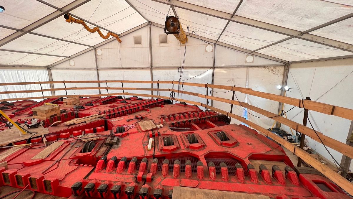 Tarcza do maszyny TBM. Karpatka montowana na placu budowy S19