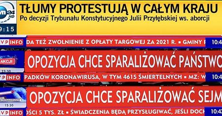 Wojna na paski TVP z TVN. Padają oskarżenia, ale absurd goni absurd