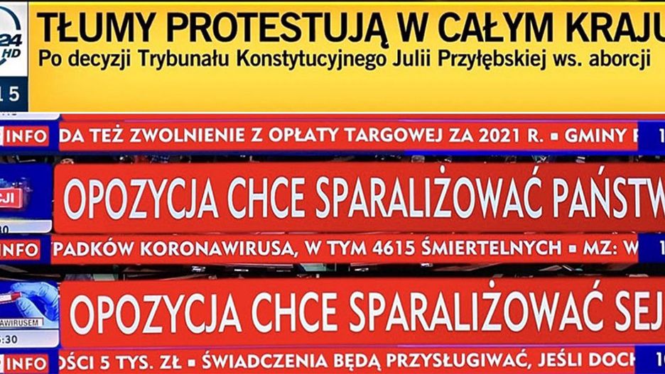 TVP Info wytyka TVN24, że stosuje "paski grozy"