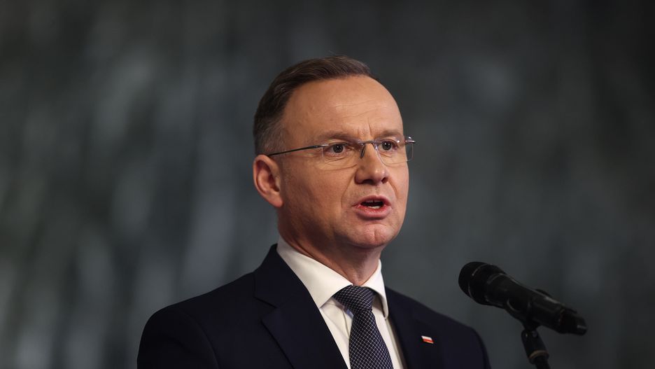 Wieliczka, 26.01.2024. Prezydent RP Andrzej Duda wziął udział w Karczmie Piwnej Regionu Małopolskiego NSZZ "Solidarność" w Komorze Warszawa w Kopalni Soli w Wieliczce, 26 bm. (aldg) PAP/Łukasz Gągulski