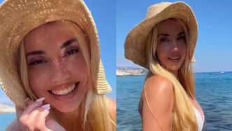 Marianna Schreiber w bikini wyłania się z wody podczas greckich wakacji. Fajnie ma?
