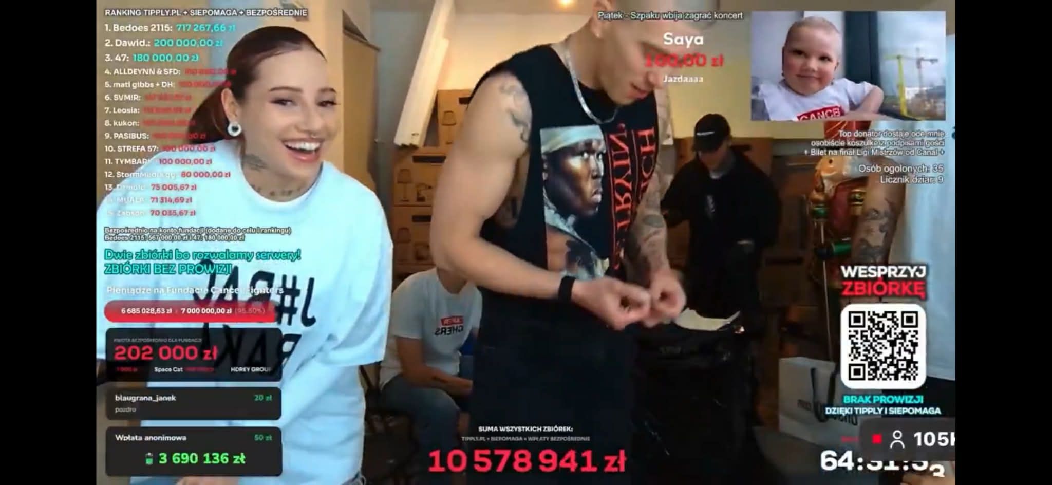 Young Leosia i Kacper Błoński na streamie Łatwoganga