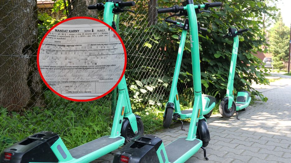 Spieszył się na hulajnodze, skończył z mandatem