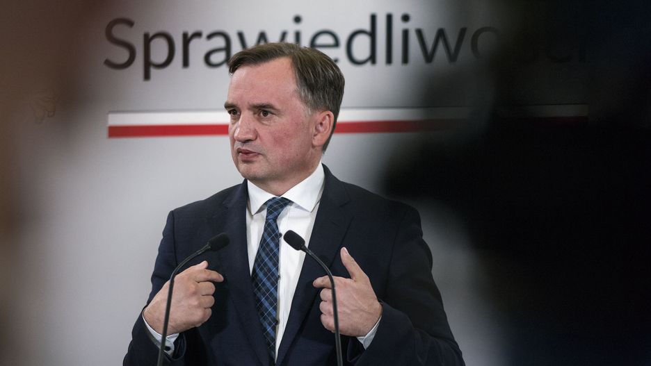 WARSAW, MAZOWIECKIE, POLAND - 2023/10/05: Zbigniew Ziobro speaks and gestures during a press conference at the Ministry of Justice in Warsaw. A press conference of the Minister of Justice, General Prosecutor - Zbigniew Ziobro was held in Warsaw, the main topic was "The prosecutor's office's actions regarding media reports about the pedophilic activities of Polish YouTubers, i.e. the so-called Pandora Gate". Zbigniew Ziobro is a candidate for MP in the upcoming parliamentary election (October 15) on behalf of the ruling Law and Justice party. (Photo by Attila Husejnow/SOPA Images/LightRocket via Getty Images)