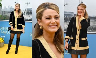 Obwieszona ciuszkami Chanel Blake Lively pozuje z przyklejonym uśmiechem na premierze