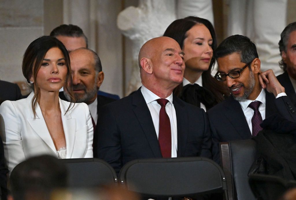 The Inauguration Of Donald J. Trump As The 47th President
WASHINGTON, DC - JANUARY 20:  Lauren Sanchez, Founder of Amazon and Blue Origin Jeff Bezos, CEO of Google Sundar Pichai attend the Inauguration of Donald J. Trump in the Rotunda of the U.S. Capitol on January 20, 2025 in Washington, DC. Donald Trump takes office for his second term as the 47th president of the United States. (Photo by Ricky Carioti - Pool/Getty Images)
Pool
bestof, topix