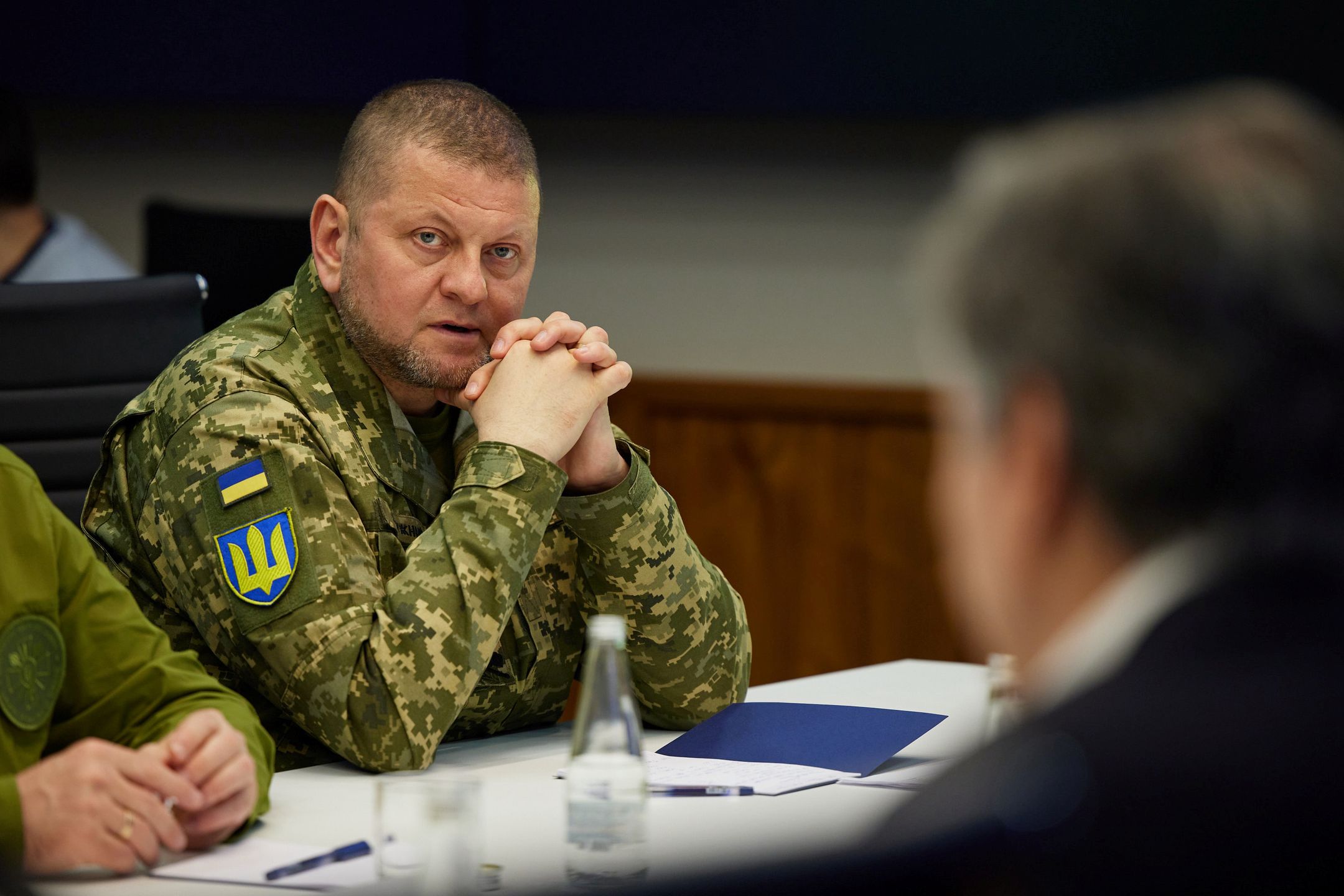 Commander-in-Chief of the Armed Forces of Ukraine Valeriy Zaluzhnyi attends a meeting with Ukraine's President Volodymyr Zelenskiy, U.S. Secretary of State Antony Blinken and U.S. Defense Secretary Lloyd Austin, as Russia's attack on Ukraine continues, in Kyiv, Ukraine April 24, 2022. Picture taken April 24, 2022.vice/Handout ATTENTION EDITORS - THIS IMAGE HAS BEEN SUPPLIED BY A THIRD PARTY.