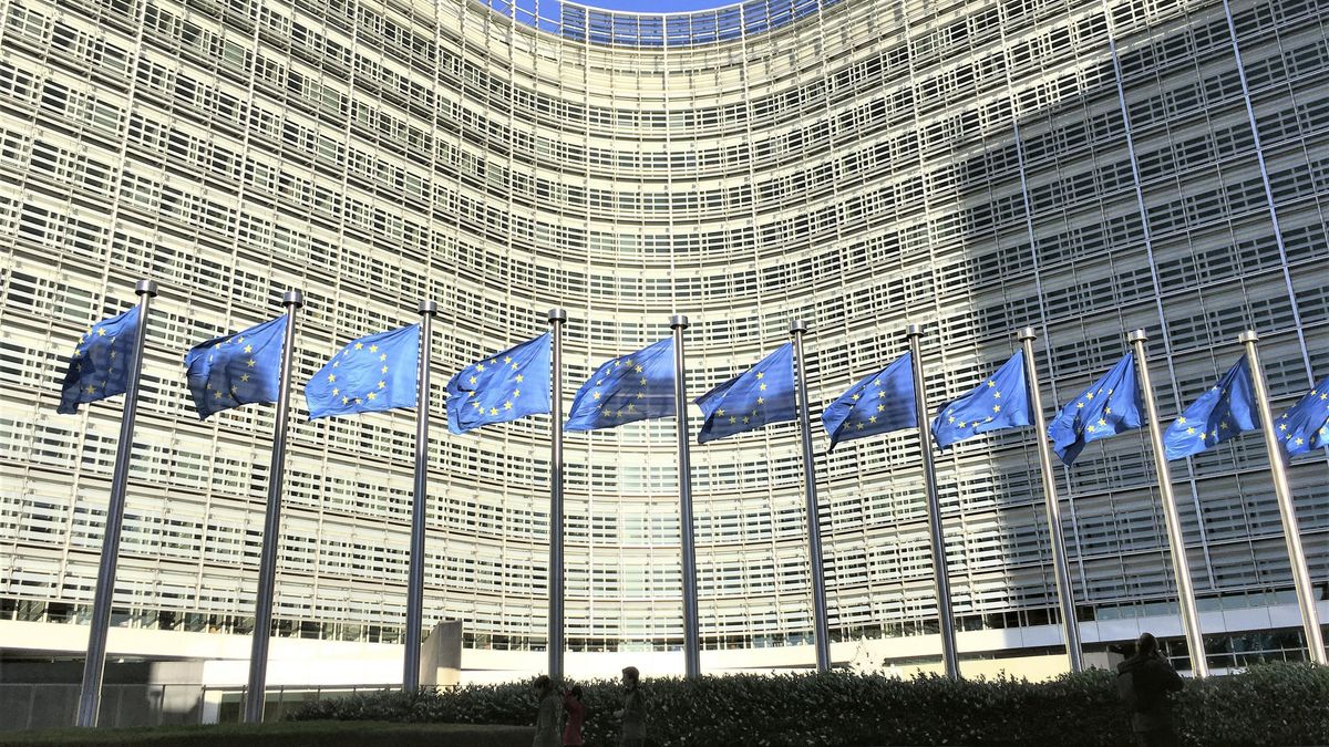 Photo taken in June 2019 shows the European Commission headquarters building in Brussels, Belgium.  (Photo by Kyodo News via Getty Images)