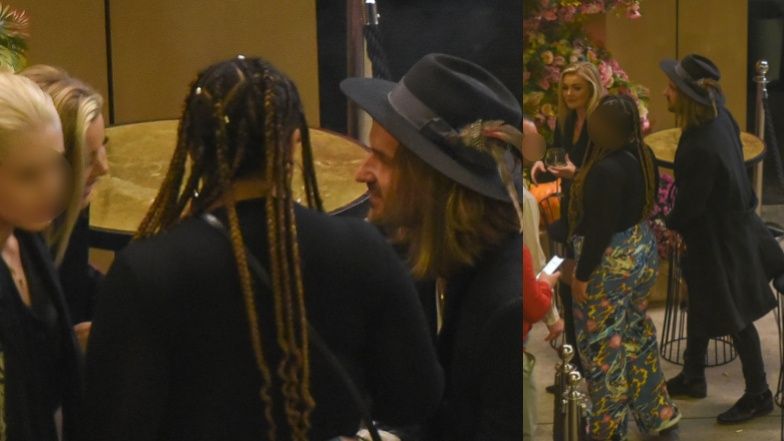 Piotr Stramowski i Edyta Folwarska wymieniają czułości na imprezie