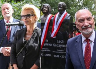 Joanna Racewicz i Antoni Macierewicz odsłonili pomniki kapitana Janeczka i pary prezydenckiej (ZDJĘCIA)