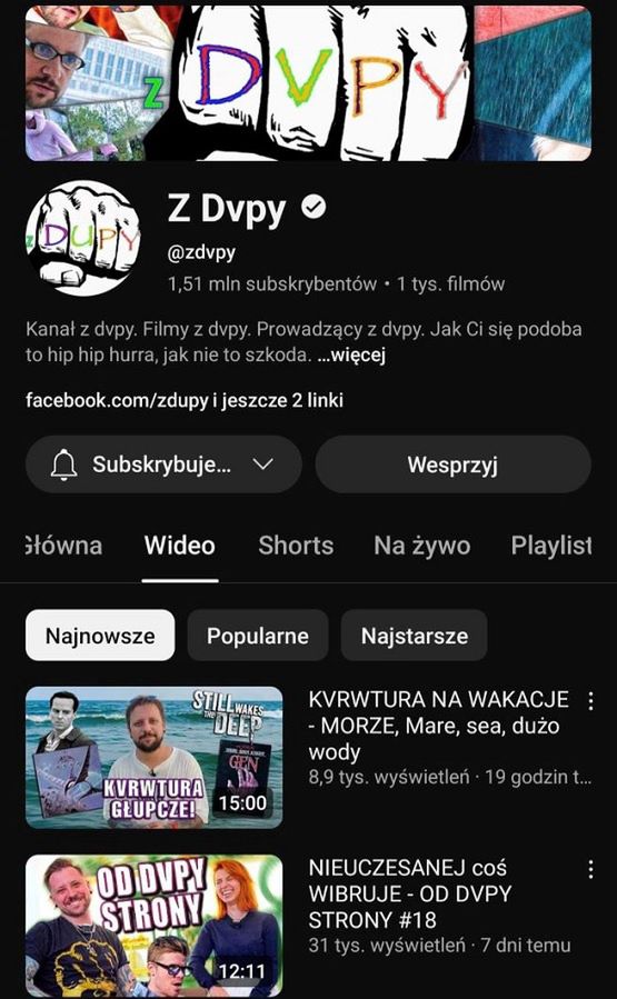 Kanał youtube'owy Z Dupy