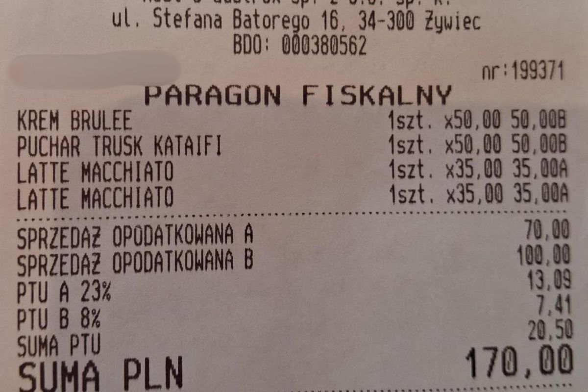 Rachunek za podwieczorek w Księstwie Góralskim