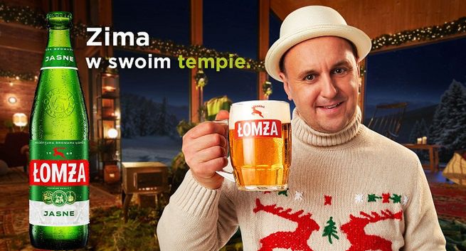 "Zima w swoim tempie" w reklamie świątecznej piwa Łomża