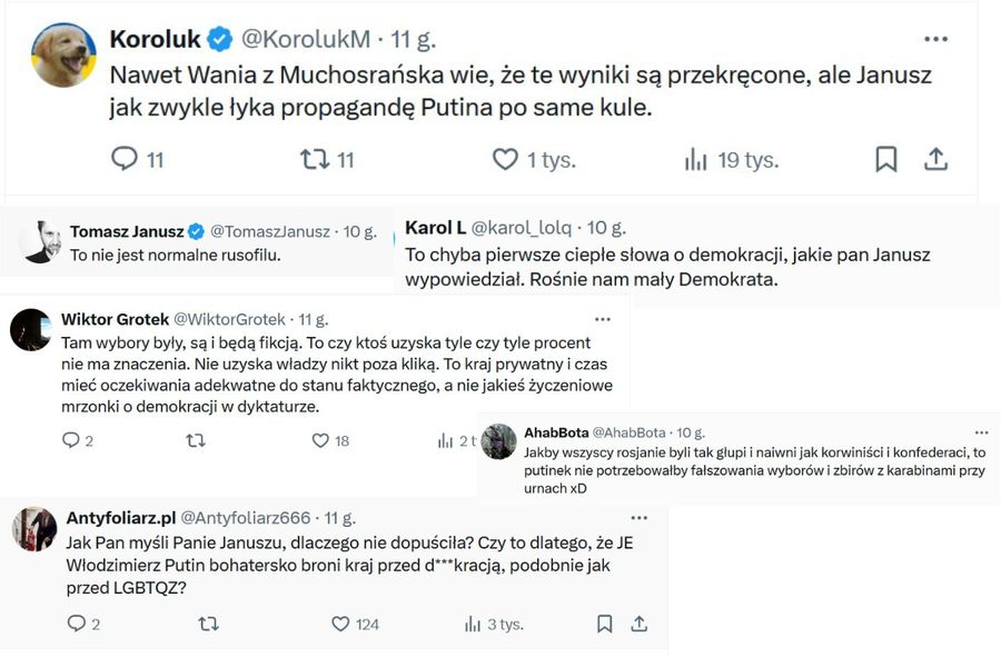 Komentarze pod wpisem Janusza Korwin-Mikkego