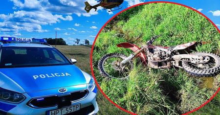 Kuriozalny wypadek na motocyklu. Pracował na polu