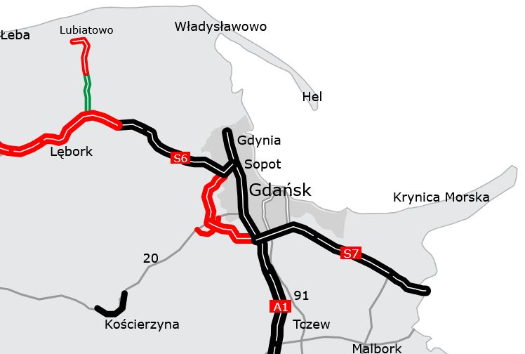 Budowana Obwodnica Metropolii Trójmiejskiej na mapie