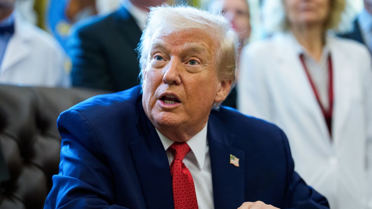 US President Donald Trump during an executive order signing in the Oval Office of the White House in Washington, DC, US, on Thursday, Dec. 18, 2025. Trump on Thursday signed an executive order directing his administration to move cannabis into a less restrictive federal category, setting in motion a regulatory shift that could alter the legal and commercial landscape for the drug nationwide. Photographer: Aaron Schwartz/CNP/Bloomberg via Getty Images
