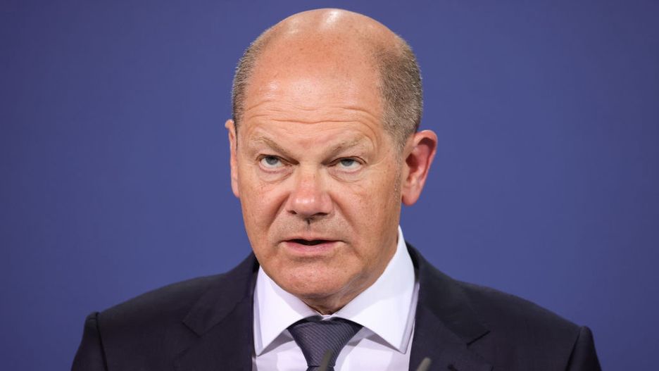 Chancellor Scholz Receives Serbian President VucicBERLIN, GERMANY - MAY 04: German Chancellor Olaf Scholz attends a press conference with Serbian President Aleksander Vucic (not pictured) following talks at the Chancellery on May 4, 2022 in Berlin, Germany. The two leaders discussed Russia's ongoing war in Ukraine as well as bilateral issues. Vucic is one of the few European leaders not to join international sanctions against Russia over the war. (Photo by Omer Messinger/Getty Images)Omer Messinger
