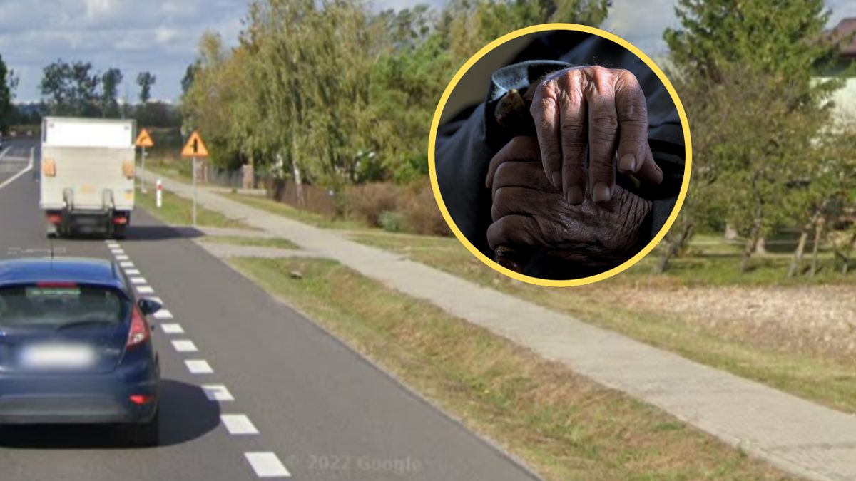 Senior szedł chodnikiem w Łabuniach w samych kapciach i piżamie 