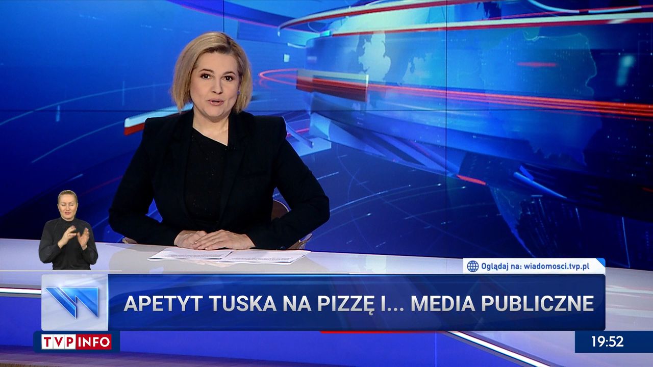 Tusk je pizzę i chce przejąć TVP. Żenujący materiał "Wiadomości"