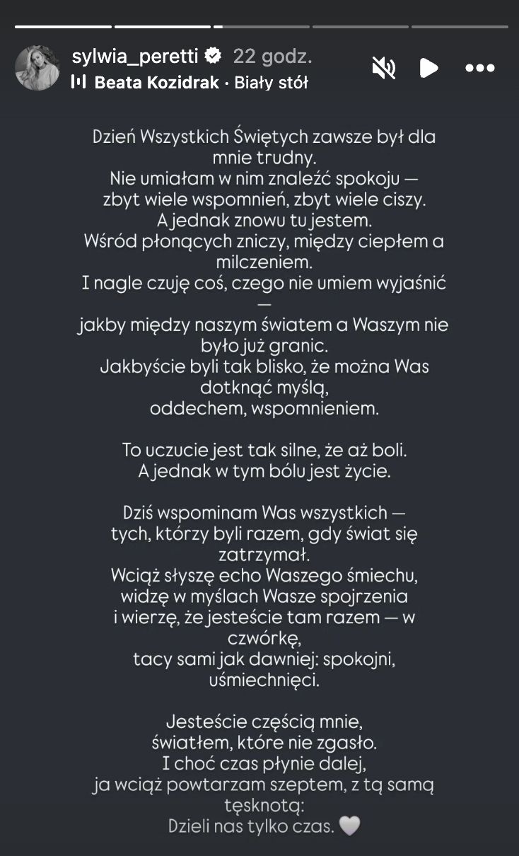 Sylwia Peretti rozprawia o dniu Wszystkich Świętych