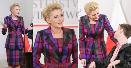 Agata Kornhauser-Duda w kraciastej garsonce wspiera budowę Kliniki Budzik dla dorosłych (FOTO)