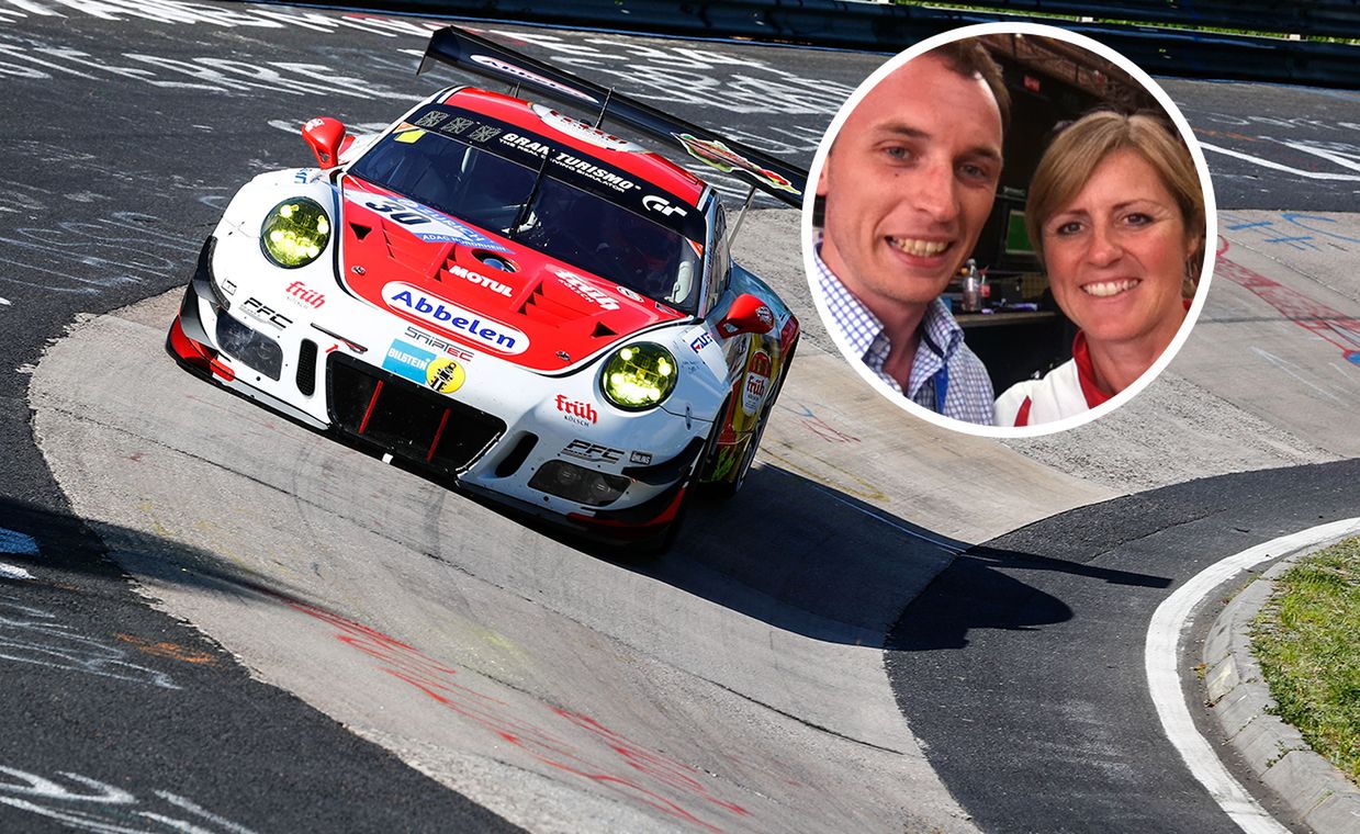 Sabine Schmitz w Porsche 911 GT3 R i z autorem tekstu, wyścig ADAC 24H Rennen, rok 2014