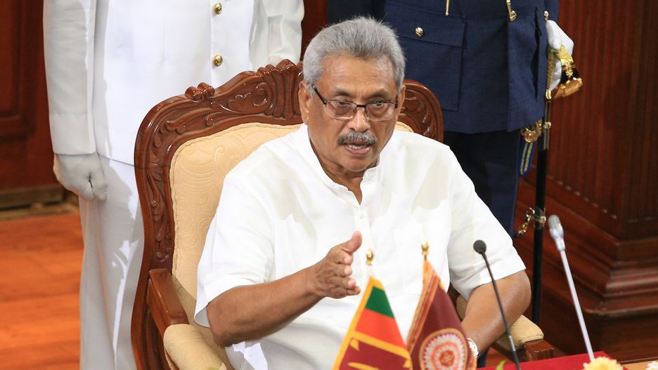 Deputy And State Ministers Sworn In Sri Lanka
Sri Lanka's president  Gotabaya Rajapaksa speaks at a ministerial swearing-in ceremony at the Presidential Secretariat in Colombo, Sri Lanka.
Wednesday, 27 November 2019 (Photo by Tharaka Basnayaka/NurPhoto via Getty Images)
NurPhoto
sri lankan, vote, international news, deputy, state ministers sworn, male, neutral, no glasses