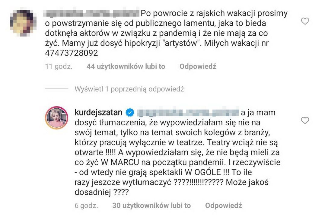 Barbara Kurdej-Szatan kłóci się z internautką na Instagramie