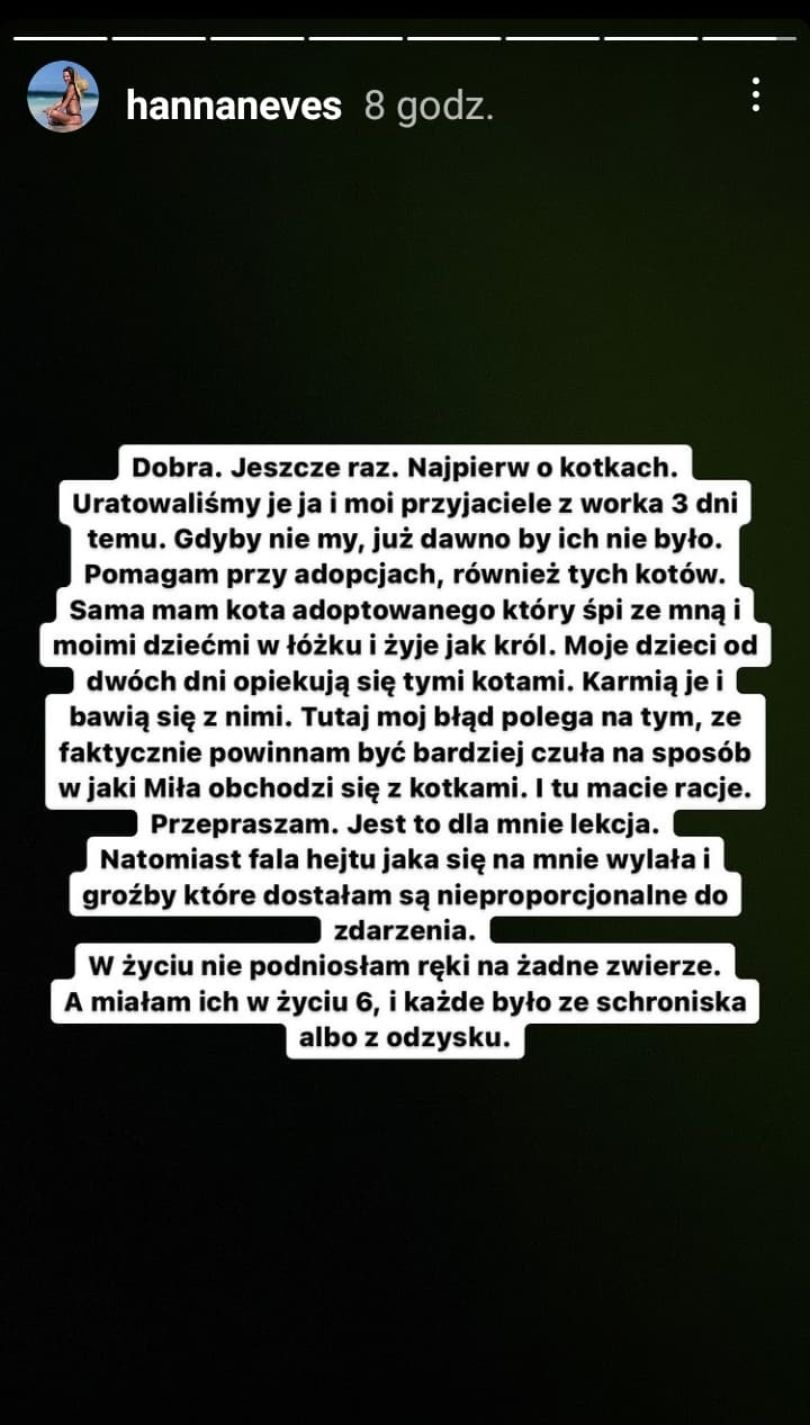 Hanna Zborowska-Neves odpowiada na zarzuty o męczenie kota