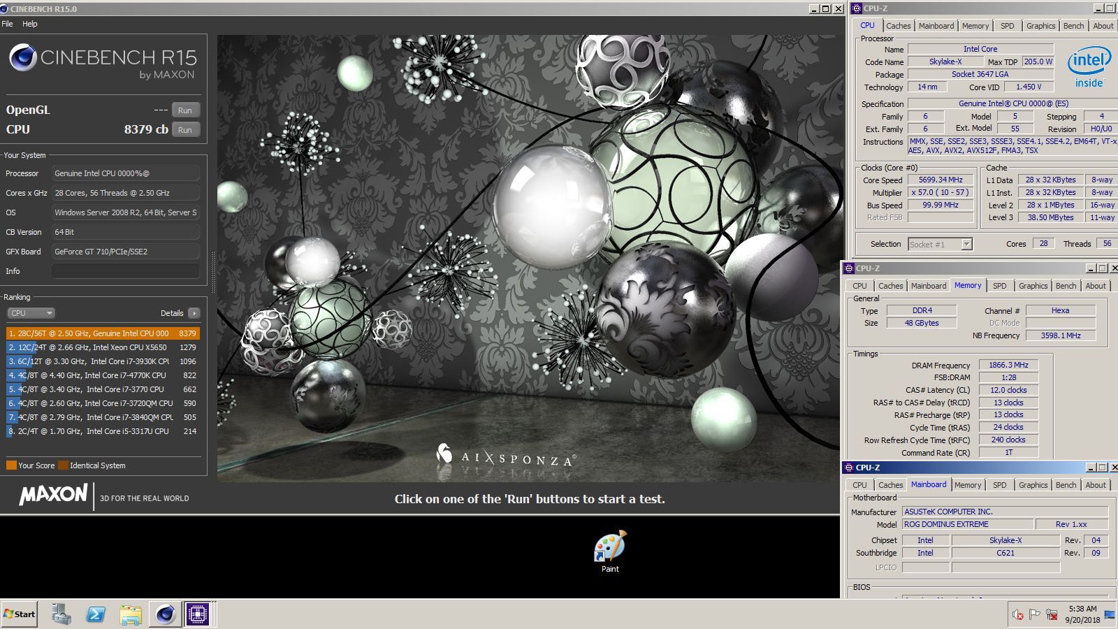Intel Xeon W-3175X - Cinebench R15