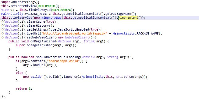 Fragment kodu aplikacji kopiącej kryptowalutę. Źródło: AO Kaspersky Lab.