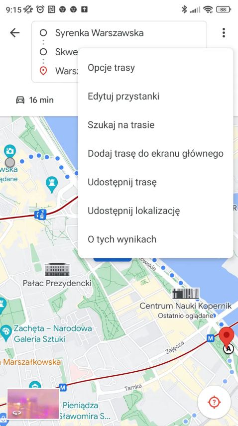 Jak wyszukać miejsca na trasie w Google Maps?