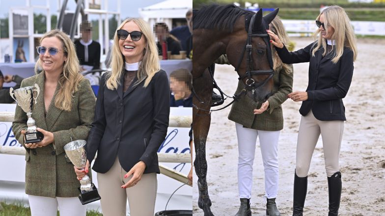 Agnieszka Woźniak-Starak wręcza puchary na zawodach w Gałkowie