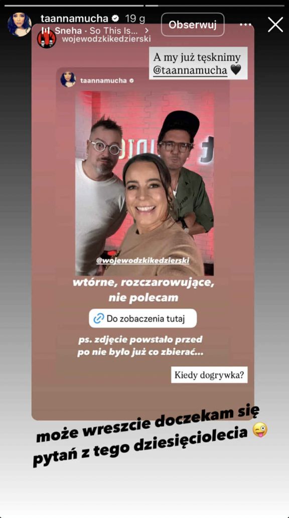 Anna Mucha skomentowała rozmowę z Wojewódzkim i Kędzierskim