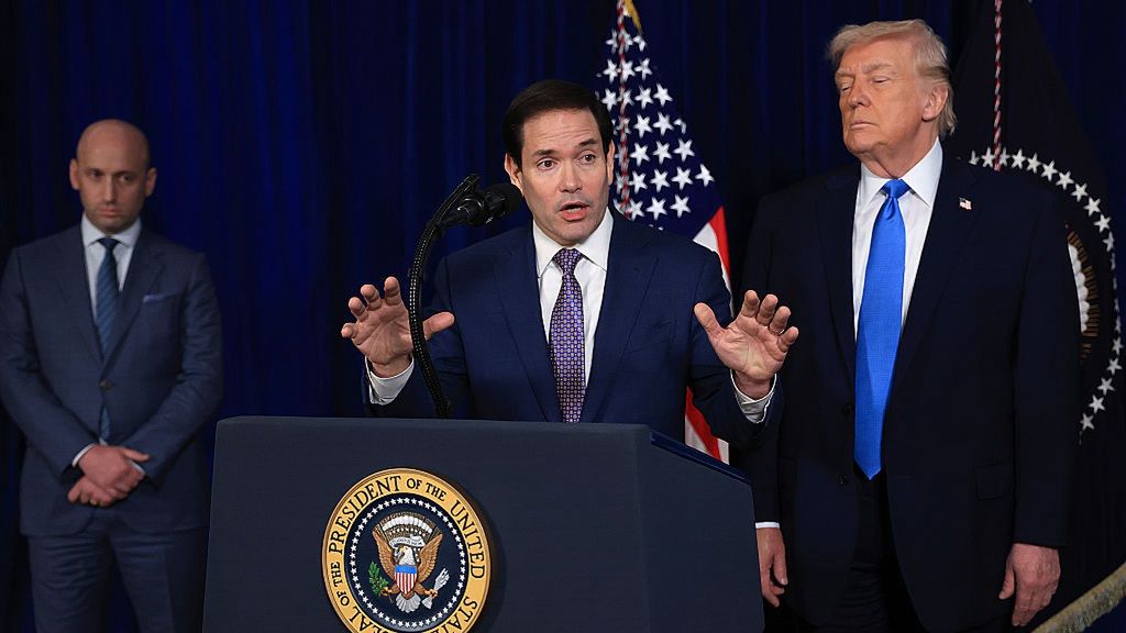 President Trump Holds News Conference After US Captures Venezuelan President Maduro
PALM BEACH, FLORIDA - JANUARY 03: Secretary of State Marco Rubio speaks during a press conference as Homeland Security Advisor Stephen Miller and U.S. President Donald Trump listen at Mar-a-Lago club on January 03, 2026, in Palm Beach, Florida. During the event, President Trump confirmed that the United States military carried out a large-scale strike in Caracas overnight, resulting in the capture of Venezuelan leader Nicolás Maduro and his wife, Cilia Flores.  (Photo by Joe Raedle/Getty Images)
Joe Raedle
bestof, topix